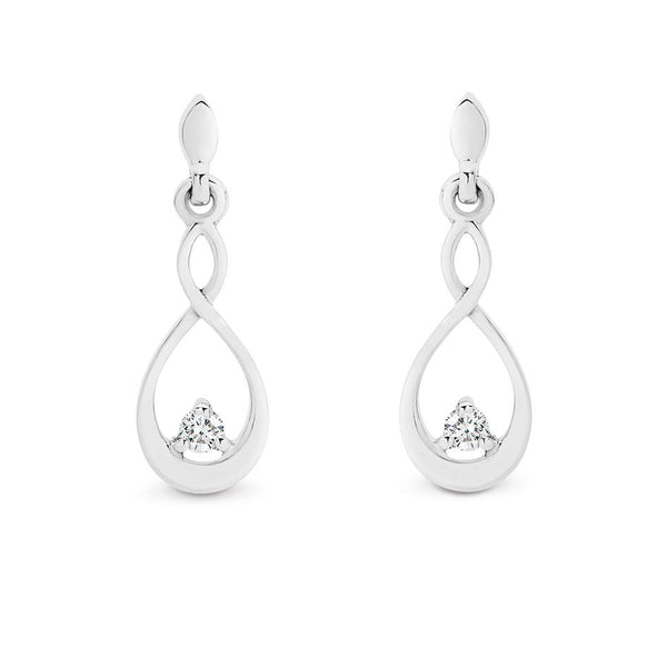 9K White Gold  Drop Diamond Earrings tdw 0.06ct GH SI2-I1