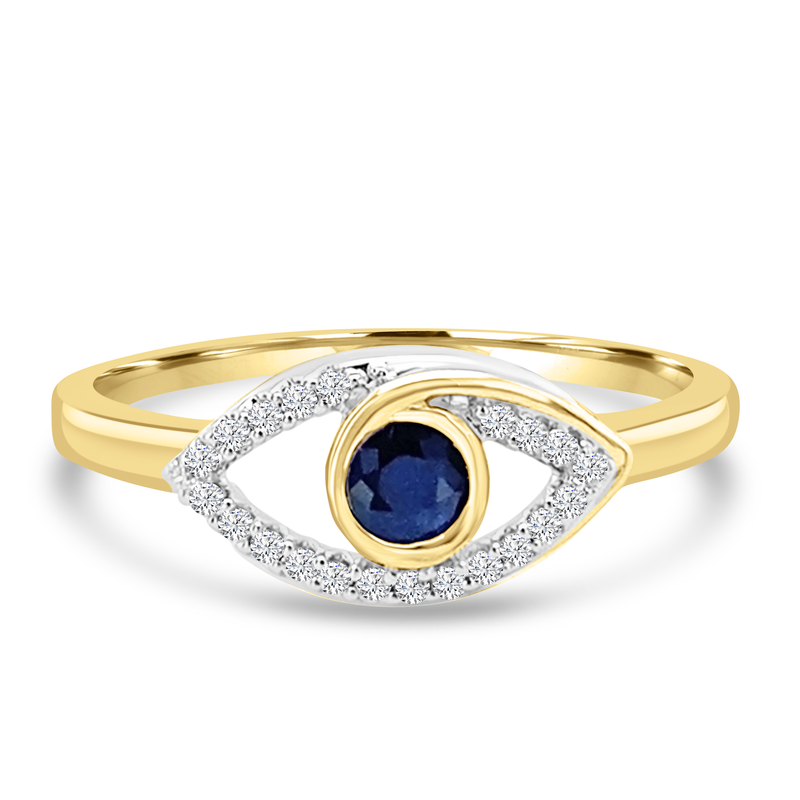 9K YG SAPPHIRE DIAMOND EYE DRESS RING