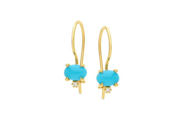 9ct yg turquoise & lab GROWN diamond earrings