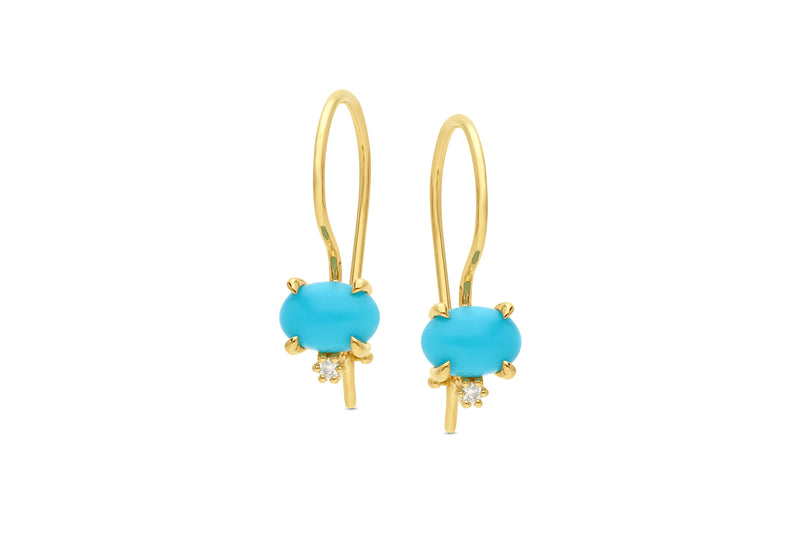 9ct yg turquoise & lab GROWN diamond earrings