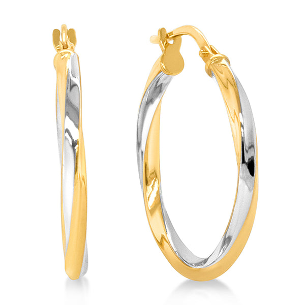 9CT & STG RHODIUM PLAT TWISTED HOOPS