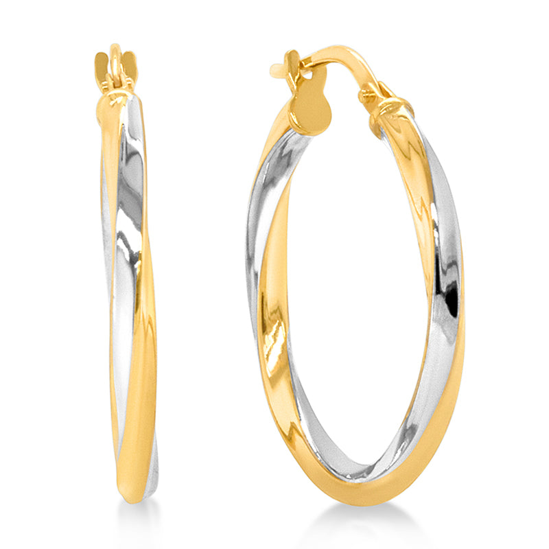 9CT & STG RHODIUM PLAT TWISTED HOOPS