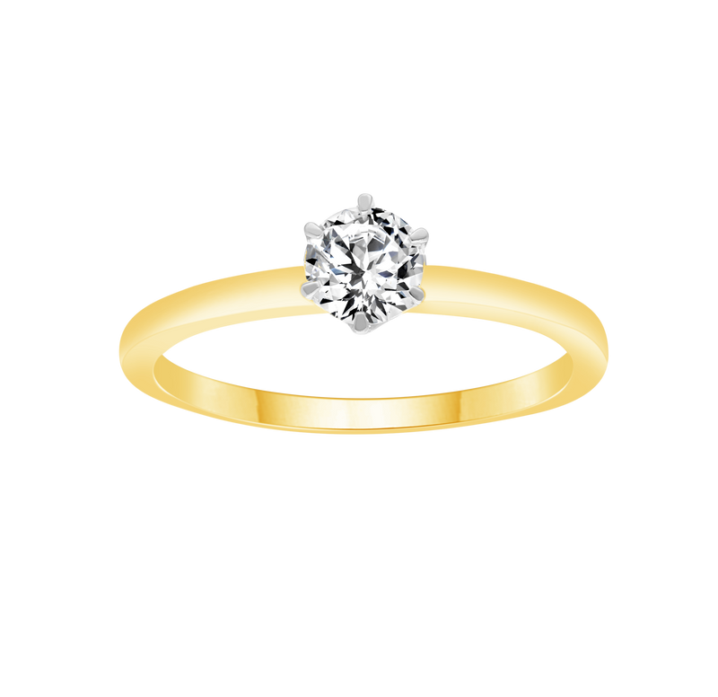 9KYG LGD 6 CLAW SOLITAIRE RING