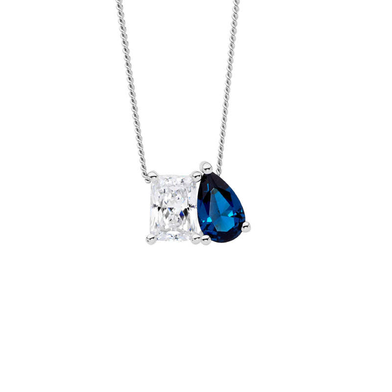 STG WHITE EMERALD & LONDON BLUE PEAR SHAPE PENDANT