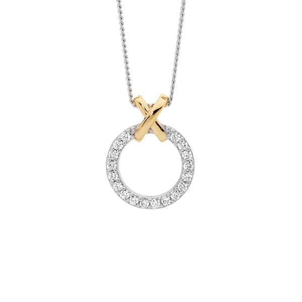 STG WHITE CZ CIRCLE PENDANT WITH GP X BALE