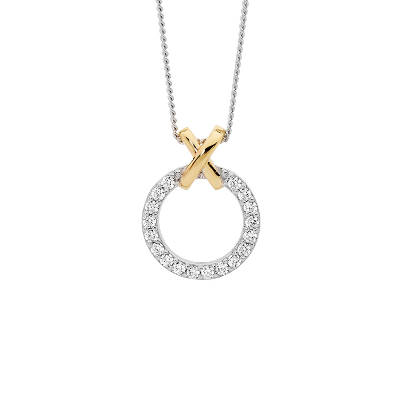 STG WHITE CZ CIRCLE PENDANT WITH GP X BALE