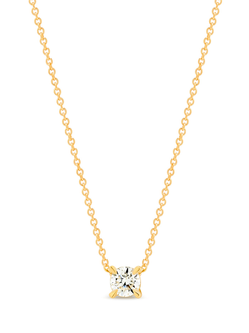 9CT Y/G ROUND BRILLIANT DIAMOND SOLITARE CLASSIC NECKLACE