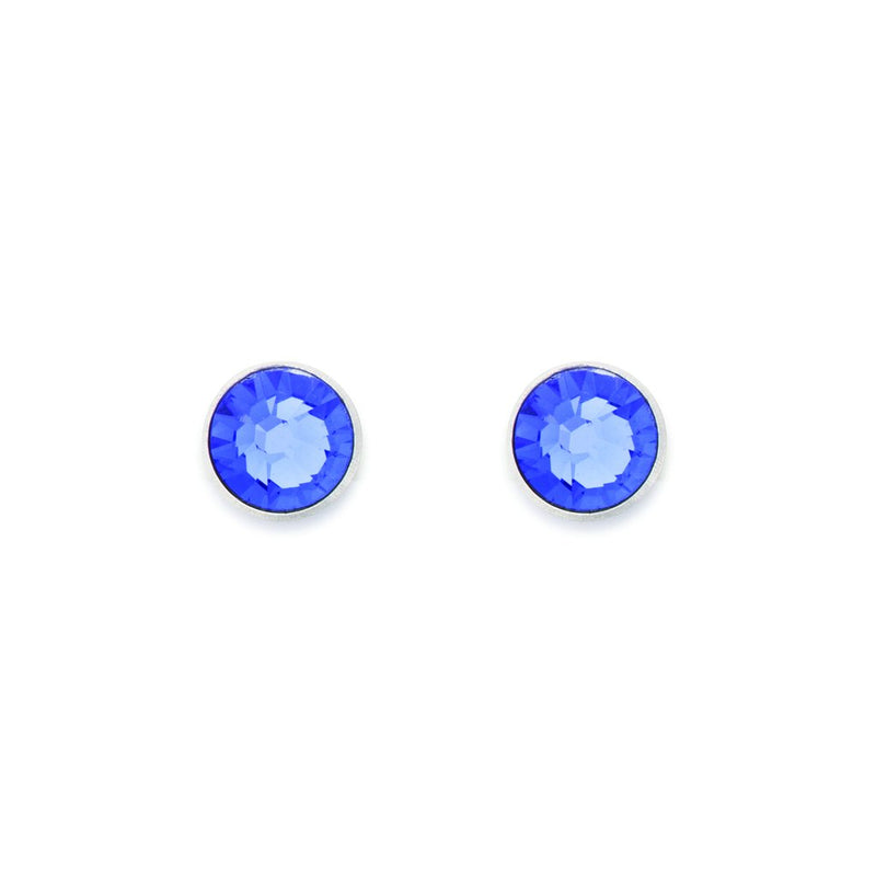 Coeur De Lion Earrings, BLUE SWAROVAKI CRYSTAL, RHODIUM PLATED BRASS SURROUND WITH ST/SIL BUTTERFLIES