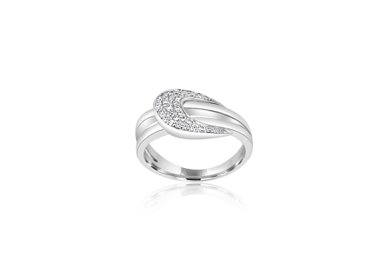 9k White Gold Loop Style Diamond Ring