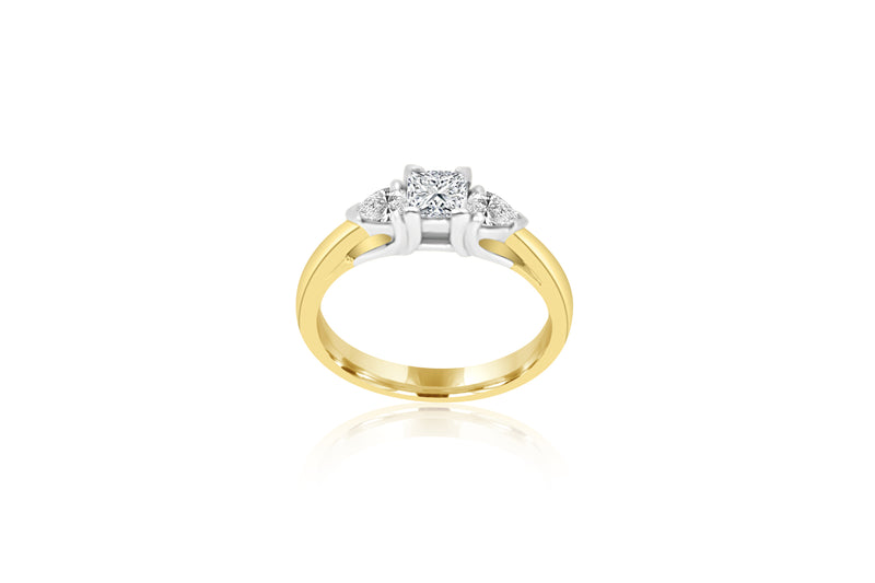 18k Yellow Gold & White Gold 3-Stone Diamond Ring