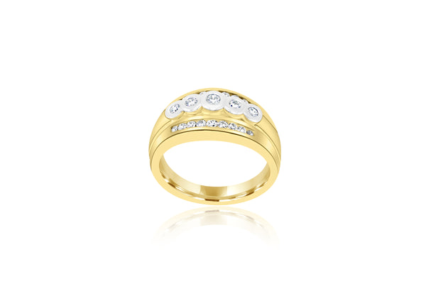 18K Yellow Gold Multi-Stone Channel & Bezel Set Diamond Ring