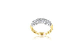 18k Yellow Gold & White Gold 2-tone Multi-stone semi dome Diamond Ring