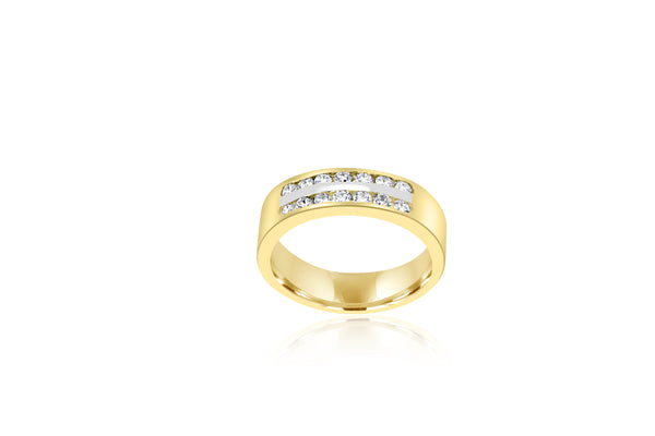 18k Yellow Gold Double Row Channel Set Diamond Ring
