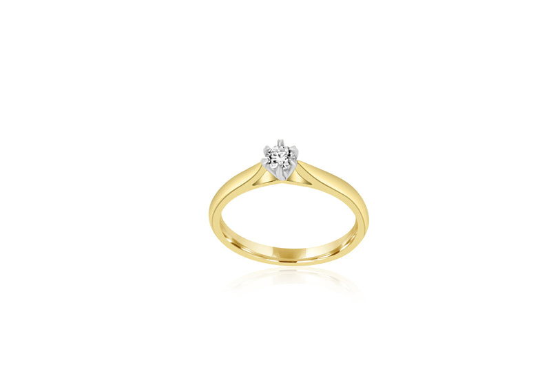 9k Yellow Gold & White Gold 2-tone Solitiare Diamond Ring