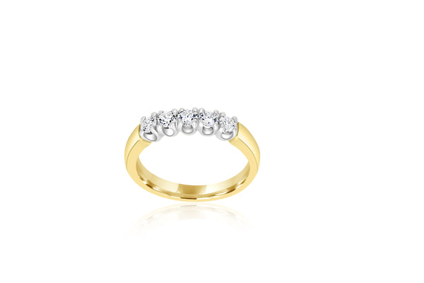 9k Yellow Gold & White Gold 2-tone 5-stone Diamond Ring