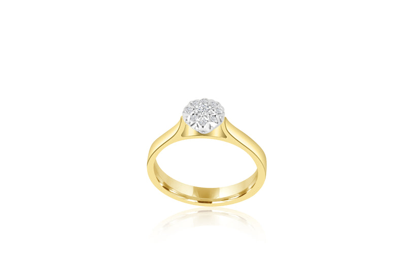 9k Yellow Gold Cluster Diamond Ring