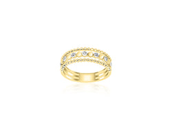 9k Yellow Gold 2-band 7-stone Diamond Ring