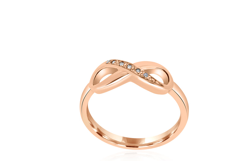 9k Rose Gold Infinity Diamond Ring