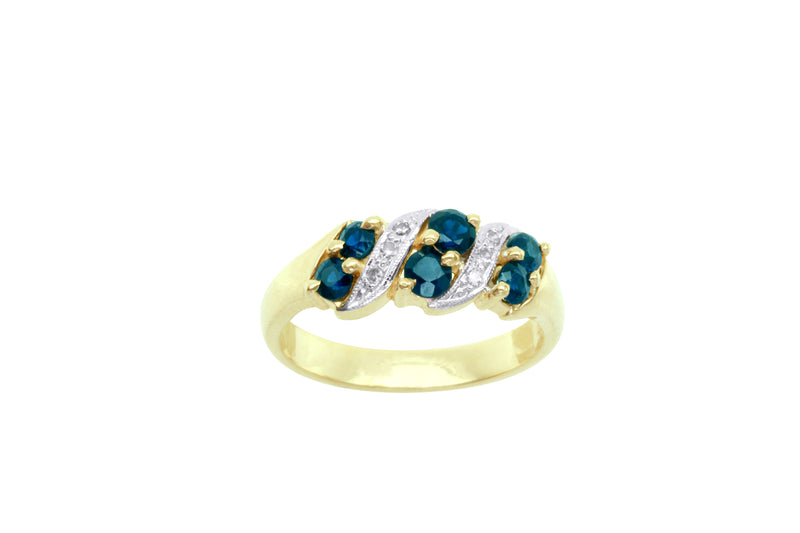 9K Yellow Gold and White Gold 2-tone Emerald & Diamond Dress Ring