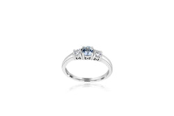 9k White Gold  Diamond & Aquamarine Ring