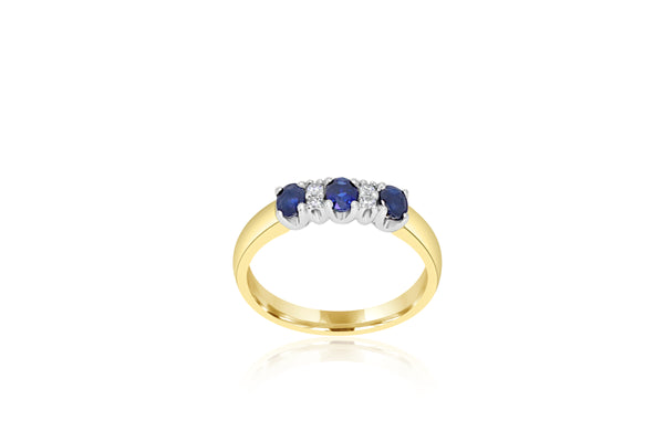 9k Yellow Gold & White Gold 2-tone Sapphire & Diamond Ring