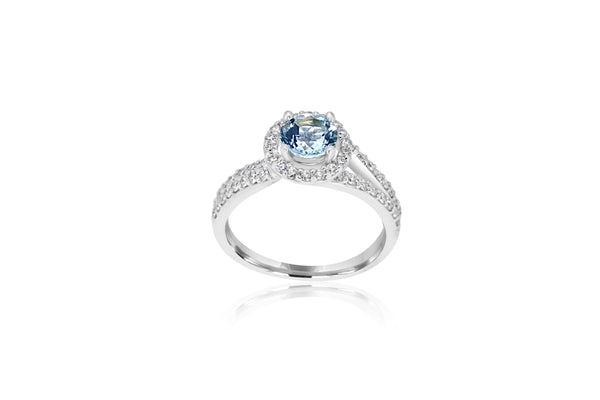 18k White Gold Aquamarine & Diamond Ring