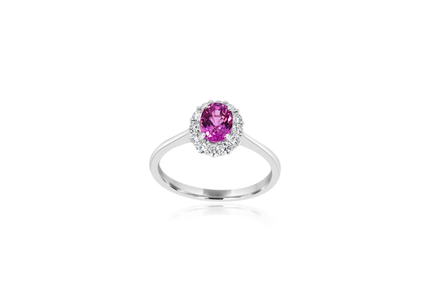 18k White Gold Pink Sapphire & Diamond Ring