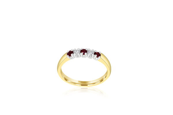 9k Yellow Gold & White Gold 2-tone Ruby & Diamond  Ring