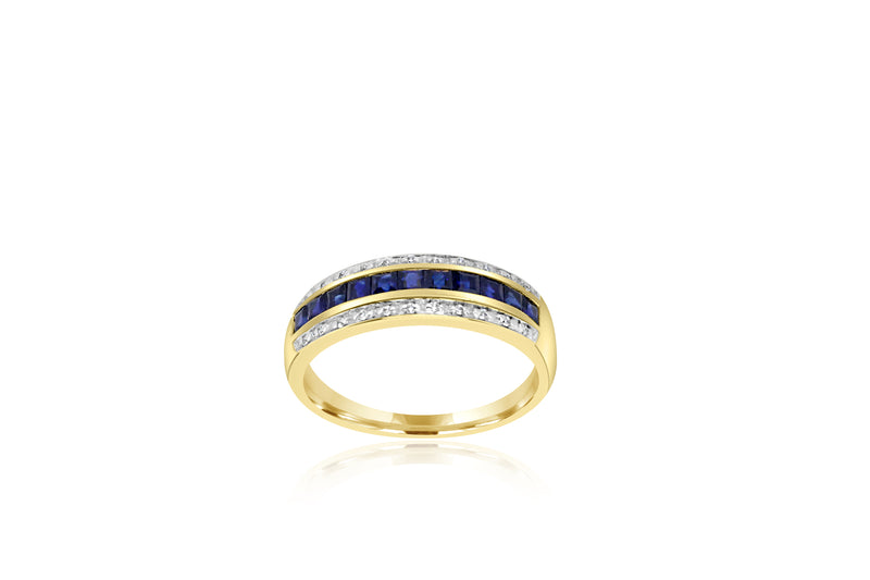 9K Yellow Gold & White Gold 2-tone Sapphire & Diamond Ring