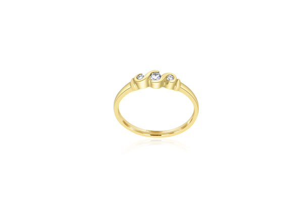 9k Yellow Gold Scalloped Setting Diamond Ring