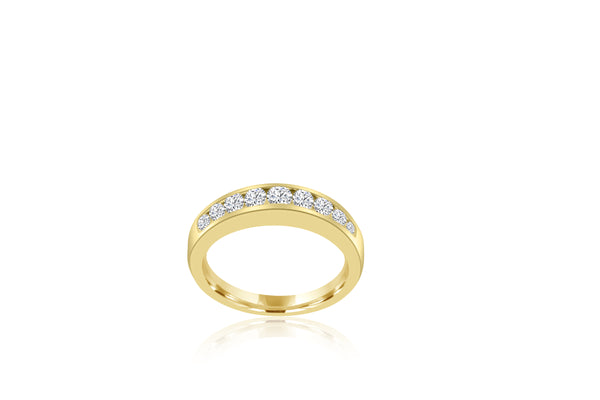 18k Yellow Gold 9-Stone Channel Set Diamond Ring