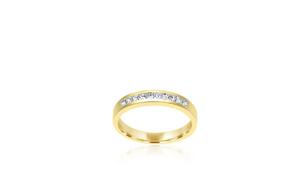 18K Yellow Gold Princess Cut Channel Set Diamond Ring