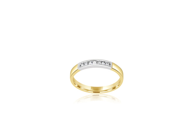 18k Yellow Gold & White Gold 2-tone Multi-stone Princess Cut Channel Set Diamond Ring