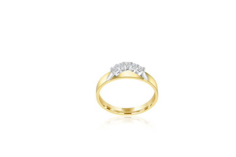 9k Yellow Gold & White Gold Curved 5-Stone Diamond Ring / Eternity Ring