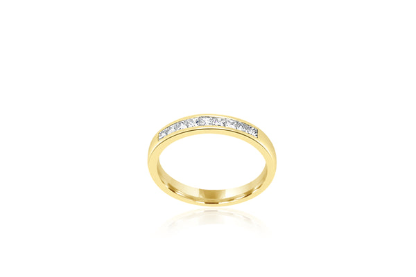 18k Yellow Gold Channel Set 9-Stone Princess Cut Diamond Ring
