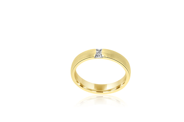 9k Yellow Gold Matt Diamond Ring / Wedder 4.5mm