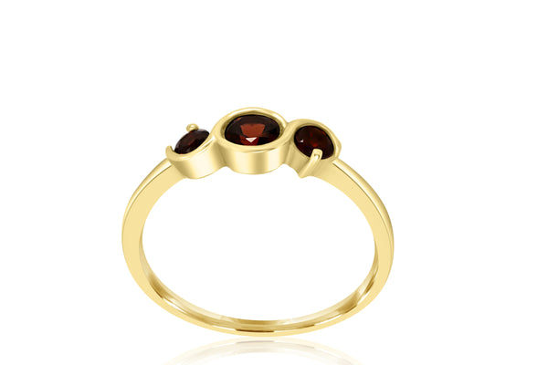 9k Yellow Gold 3-stone Garnet Ring