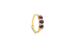 9ct Yellow Gold Diamond-Accented Amethyst Ring