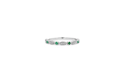 9ct White Gold Emerald & Diamond Ring / Stacker