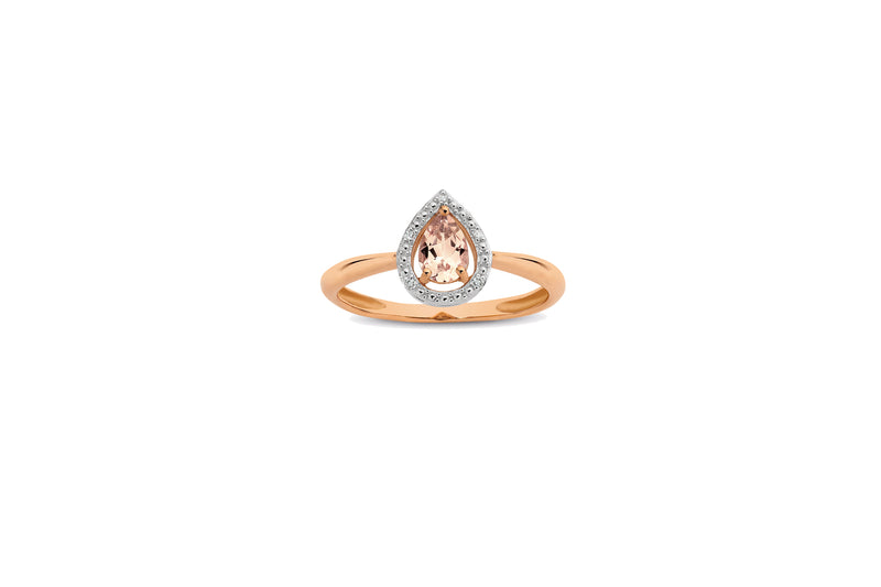 9ct Rose Gold Diamond-Accented Morganite Ring