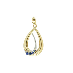 9k Yellow Gold Created Sapphire Pendant with Diamond accent