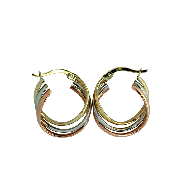 9k Tri-Tone Gold Earrings