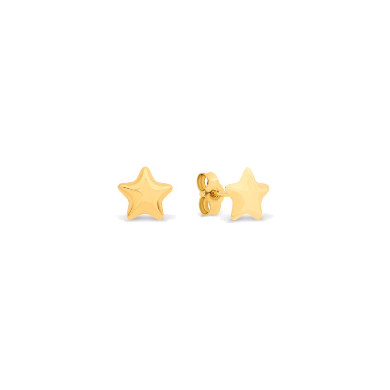 9k Yellow Gold Star Stud Earrings
