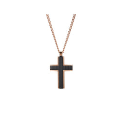 Cudworth Rose Gold/ Black Cross w/ Rose Gold Plated Chain