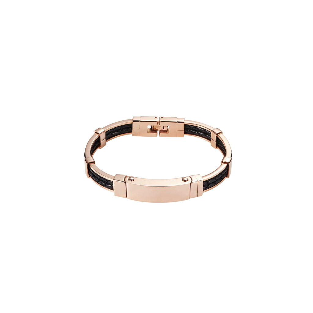 Mens leather and rose gold clearance bracelet