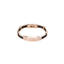 Cudworth IP Rose Gold/ Steel Leather Bracelet
