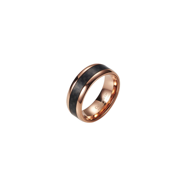 Cudworth Stainless Steel / IP Rose Gold/ Carbon Fibre Ring