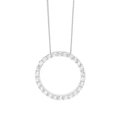 Ellani Stg Silver white CZ 15mm circle pendant
