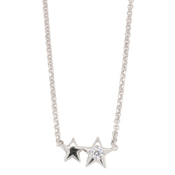 Stg Siler Rhodium Plated STAR Necklace