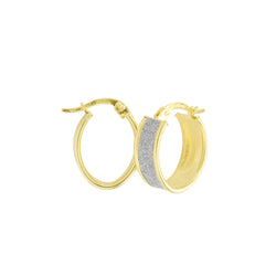 9YS YELLOW GOLD & SILVER BONDED Earrings Rhodium Plated